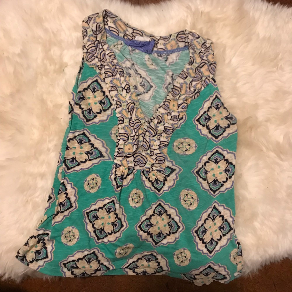EUC Anthro sleeveless v neck top S